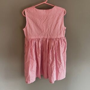 Pink & White Gingham Dress Checkered Kids Girly Toddler Bow Buttons home made